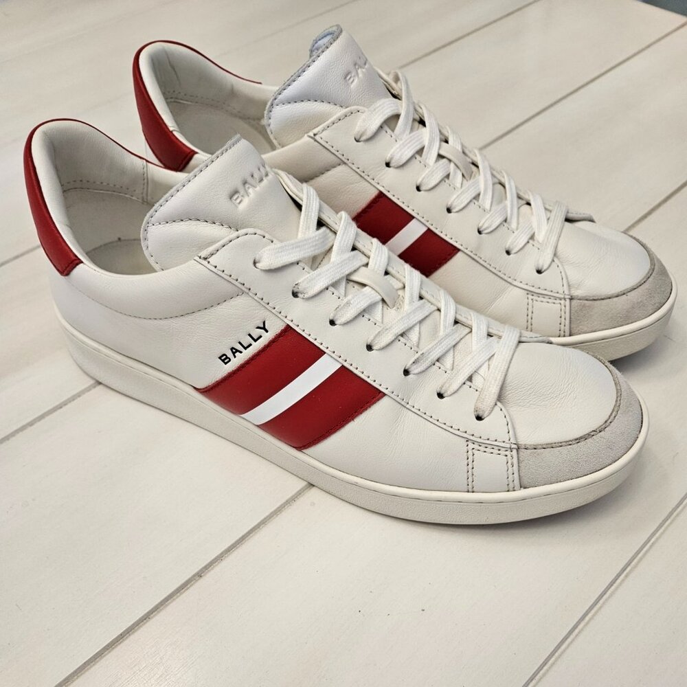 Bally Spring Summer 2024 Sneaker in Candy Red and White Leather Size 11 US